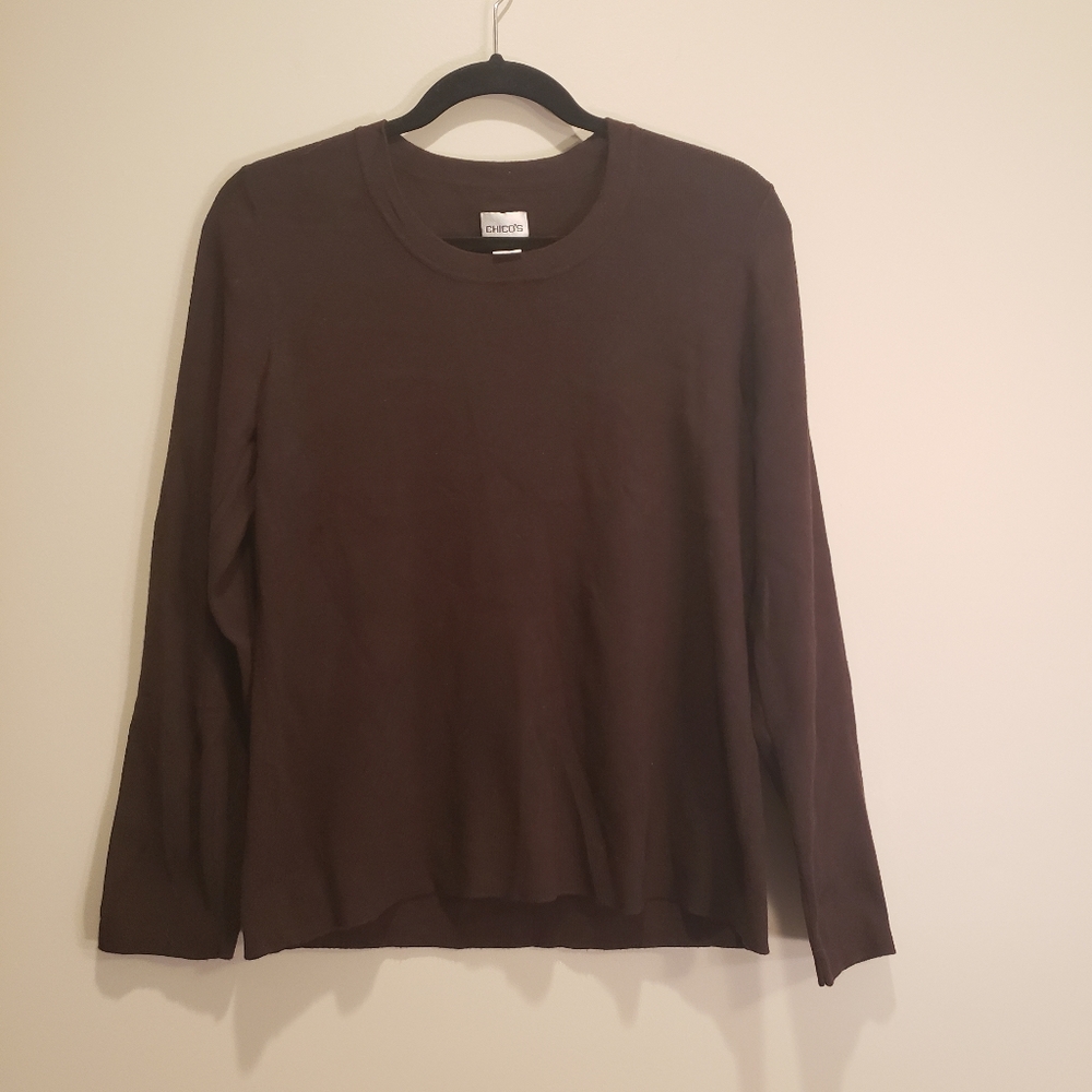 Chico's dark brown crew neck sweater  Size 2 - Large
